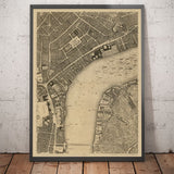 Alte Karte von London, 1746 von John Rocque - C2 - Somerset House Covent Garden Seven Dials Waterloo, Charring Cross, Westminster Lambeth 