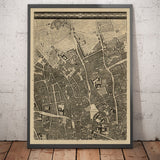 Alte Karte von London, 1746 von John Rocque, D1 - Holborn, Clerkenwell, Farringdon, Barbican, Westminster, City of London, Smithfield Markt 