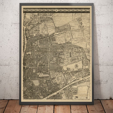 Mappa antica di Londra 1746 di John Rocque - F1 - Shoreditch, Spitalfields, Brick Lane, Whitechapel, East London, Hackney, Tower Hamlets, E1 