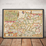 Alte Karte von Dorset im Jahr 1611 von John Speed - Poole, Weymouth, Dorchester, Bridport 