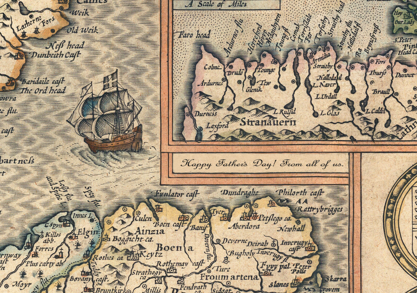 Ancienne carte de l'île de Skye en 1665 par Joan Blaeu - Portree, Raasay, Soay, Scalpay, Dunvegan