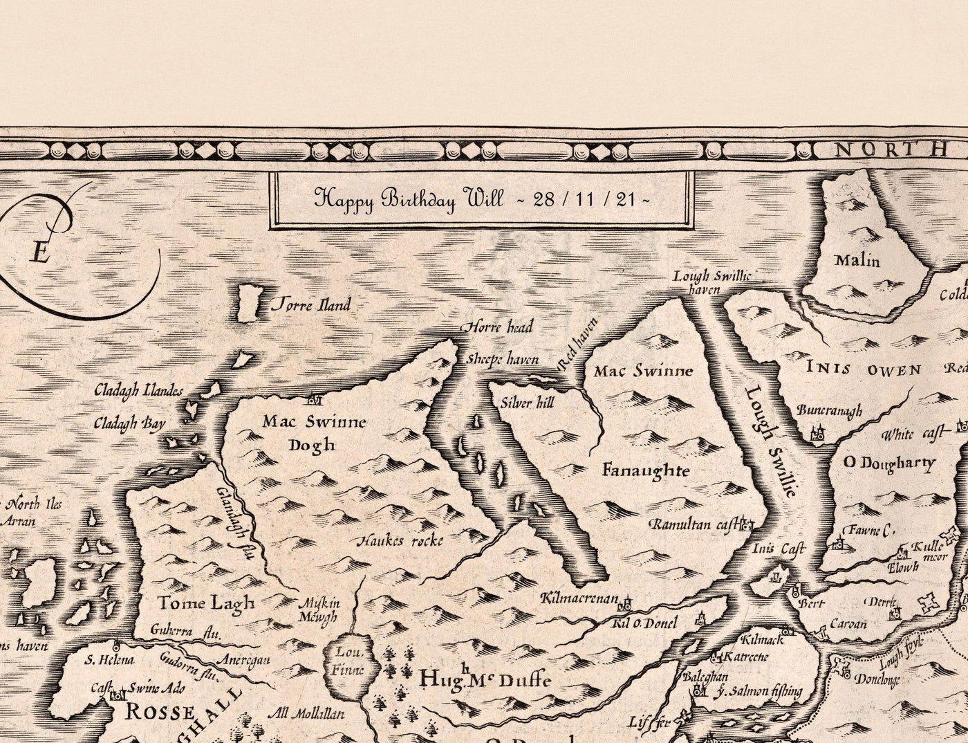 Old Monochrome Map of Berkshire 1611 by John Speed - Reading, Slough, Bracknell, Maidenhead, Henley, Eton, Windsor Castle