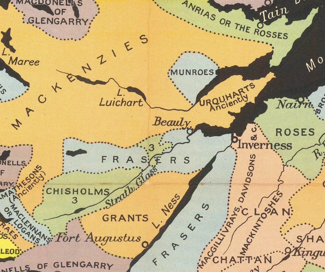 Scottish Clan Names Caledonia Scotland Map