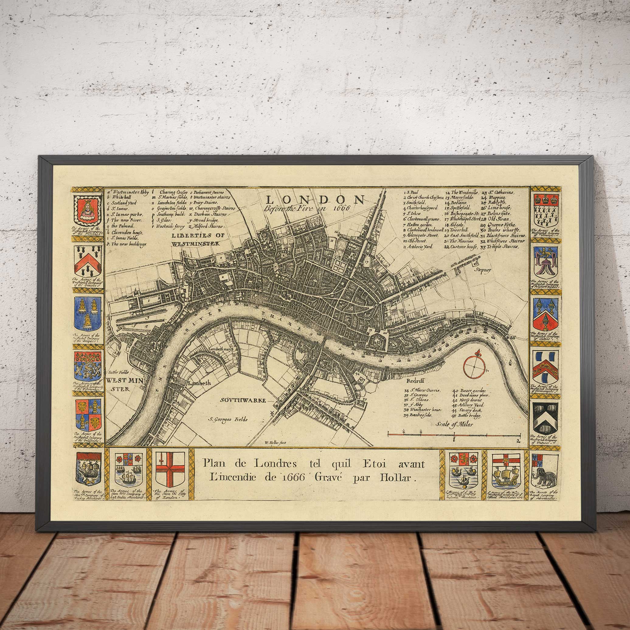 Old Map of Before the Great Fire of London, 1667 by Blome - Westminste ...
