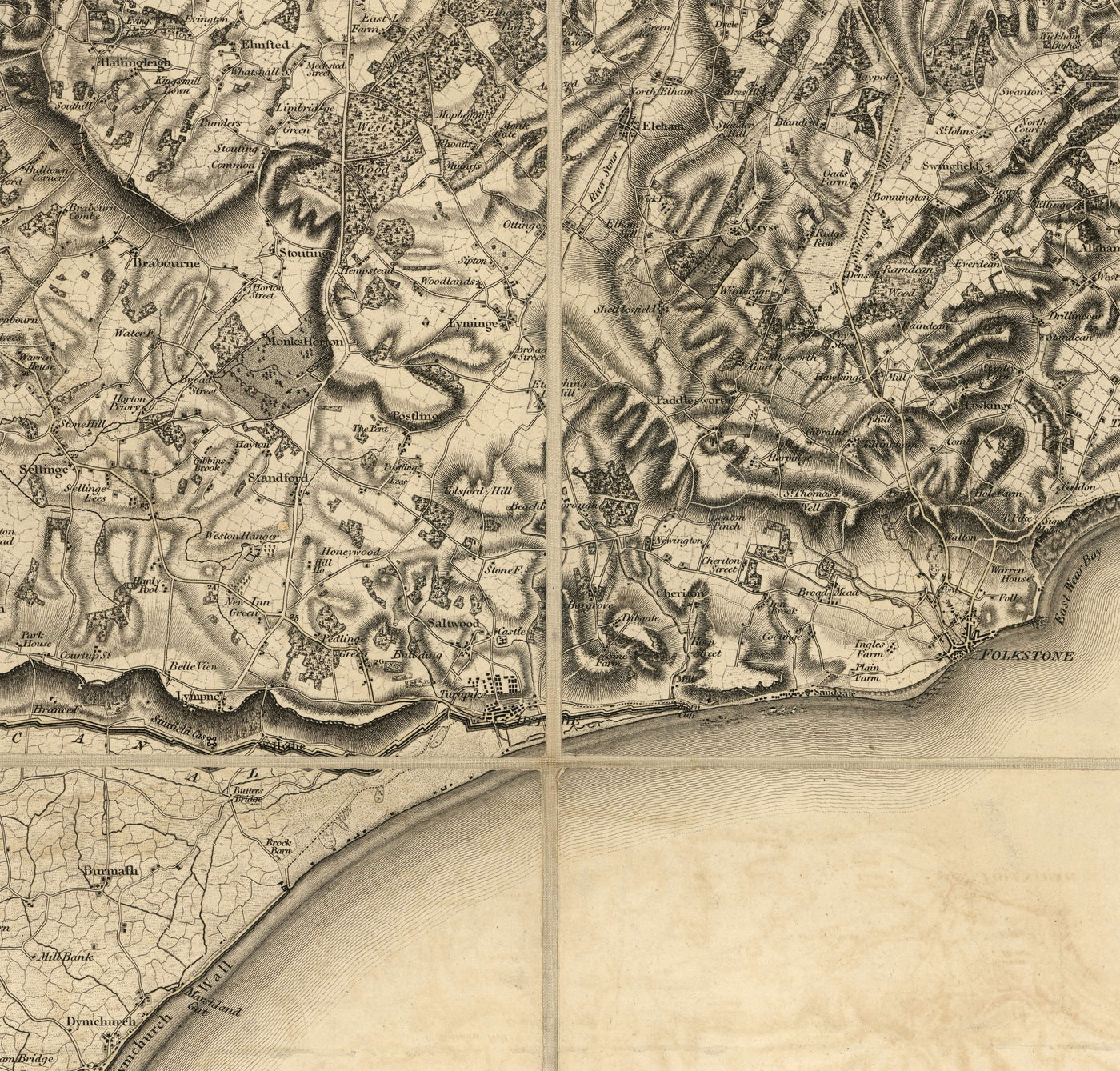 Rare Old Map of Kent, 1809 by Faden & Ordnance Survey - Canterbury, Ma ...