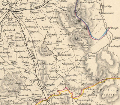 Ancienne carte de la lacune, 1851 par Tallis & Rapkin - Cumbria, Westmorland, Lancashire, Windermere, Lakeland