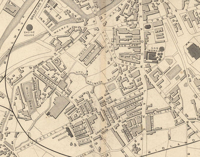 Raro mapa antiguo de Leeds en 1851 por John Rapkin