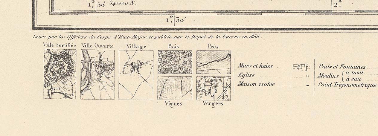 Mapa antiguo hecho a mano (Francia) - Haga su propio mapa general francés de 1800 (Carte de l'état-major)