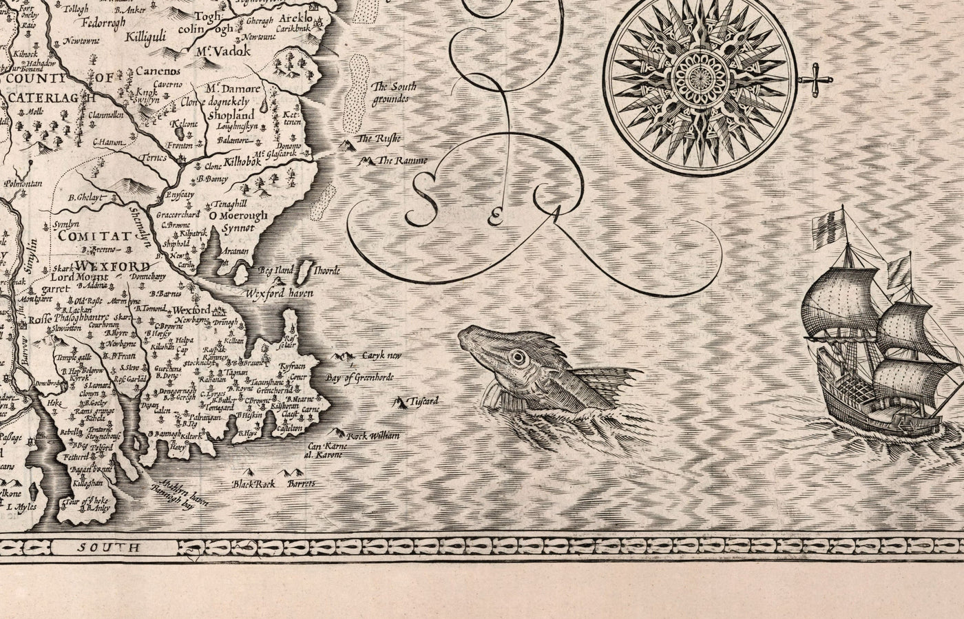 Ancienne Carte de Leinster, Irlande en 1611 par John Vitesse - Comté de Dublin, Kilkenny, Meath, Drogheda