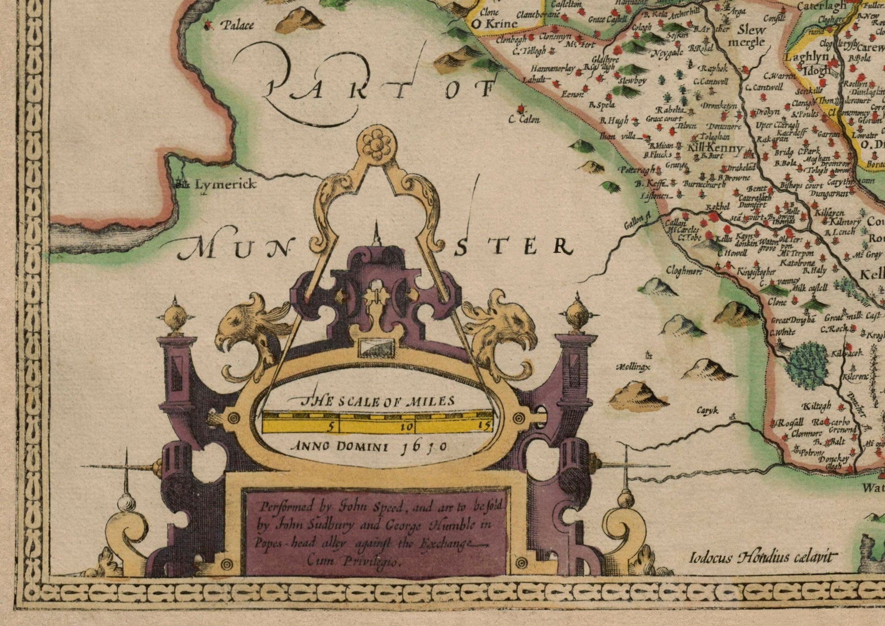 Old Map of Leinster, Ireland in 1611 by John Speed - County Dublin, Ki ...