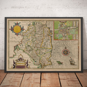 Antica mappa del Leinster, Irlanda nel 1611 di John Speed - Contea di Dublino, Kilkenny, Meath 