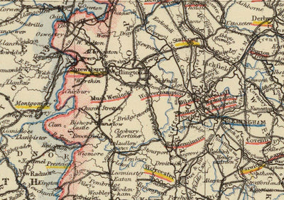 Máscara / Polaina para el cuello de tren y ferrocarril con mapa de época Letts's railway and statistical map of England and Wales, 1883