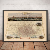 Ancienne Carte couleur de Liverpool de Tallis & Rapkin, 1851 - Docks, Mersey, Centre ville