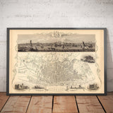 Old Monochrome Map of Liverpool by John Rapkin, 1851