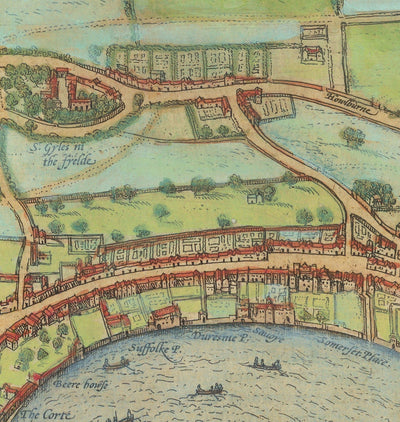 Die älteste Karte von London, 1559 - Stadt London, Westminster, Southwark