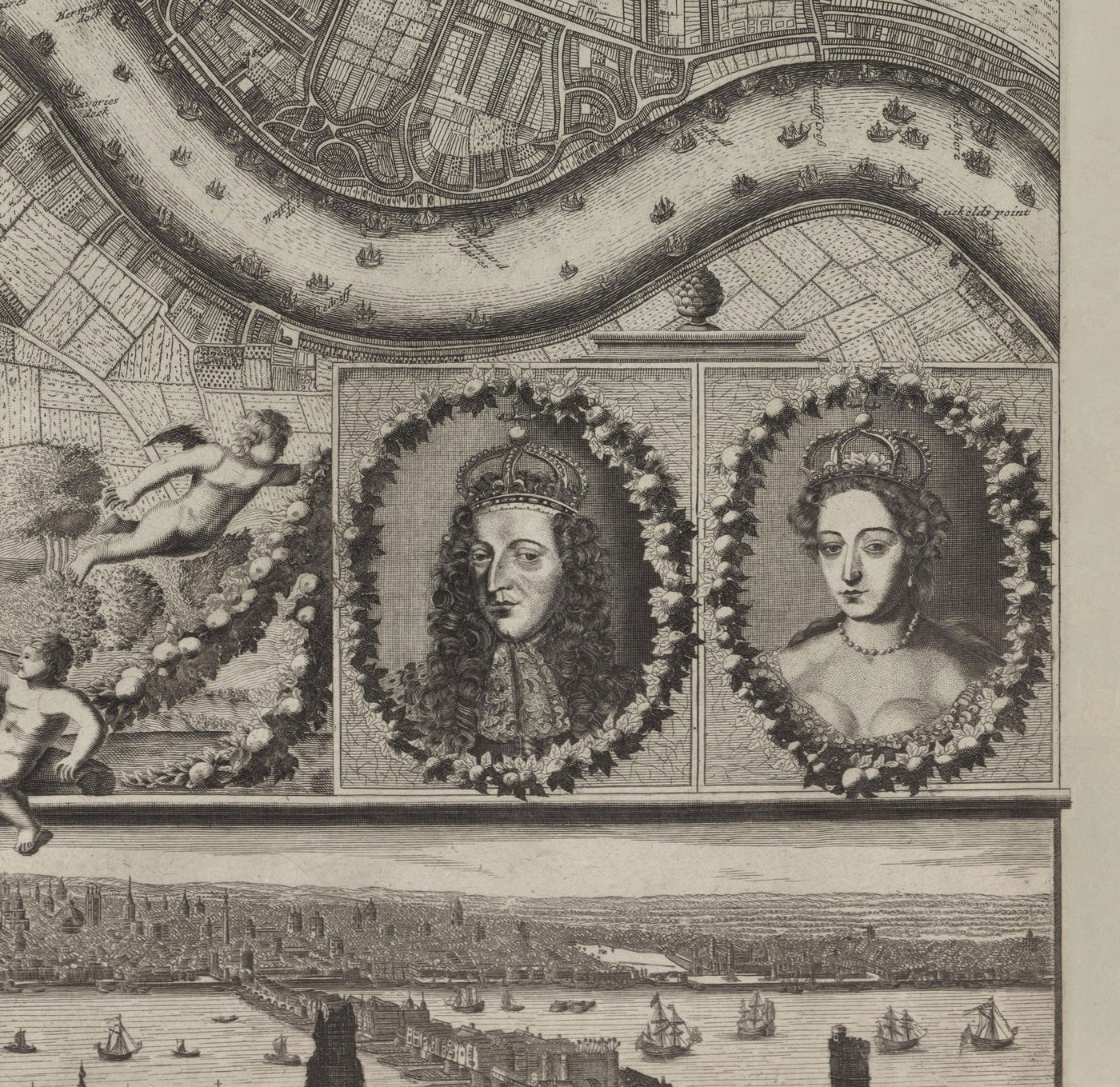 Seltene alte Karte von London im Jahr 1690 von Joannes de Ram