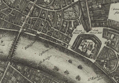 Raro mapa antiguo de Londres en 1690 por Joannes de Ram