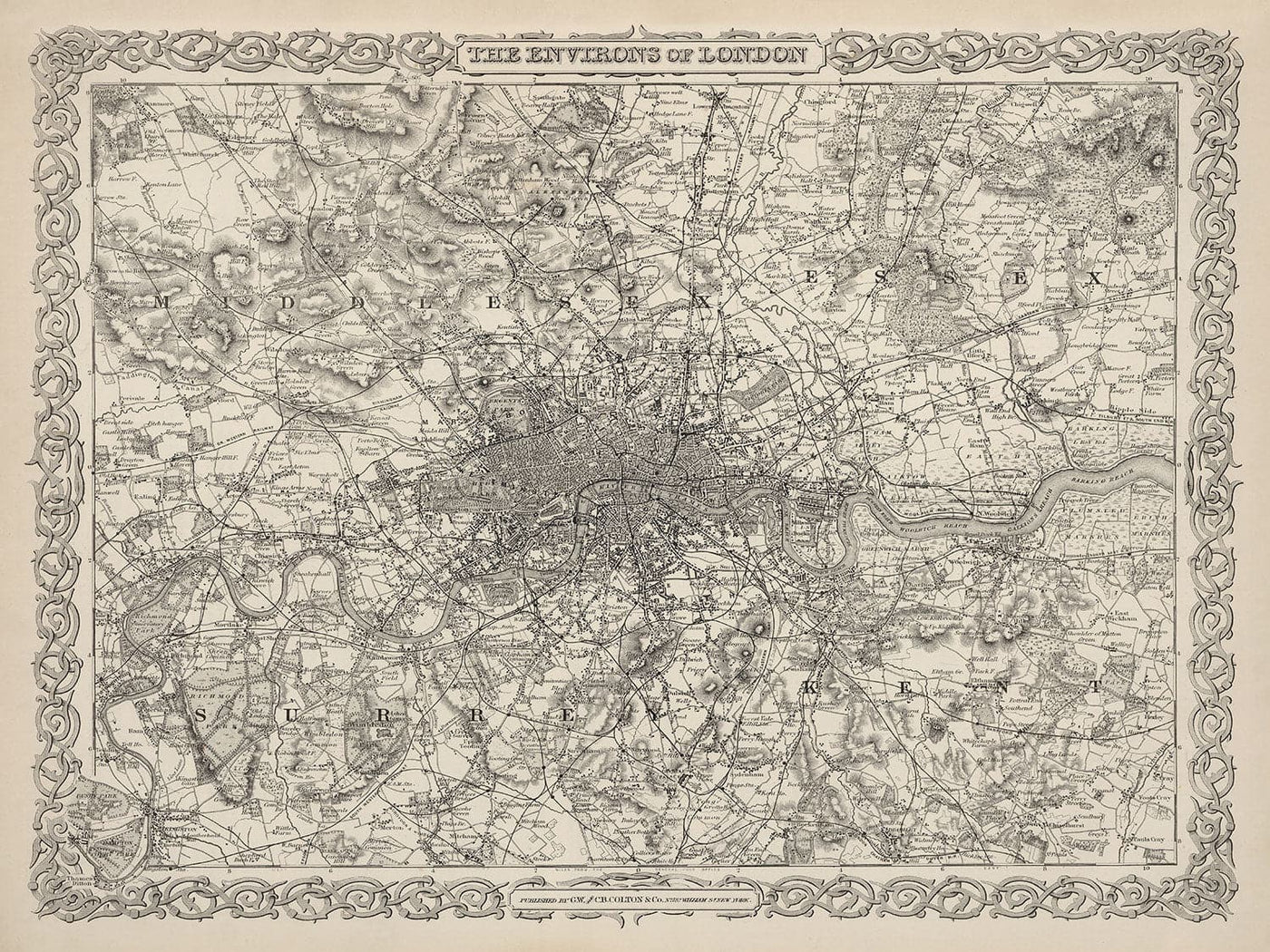 Environs of London, por G.W. Colton, 1886