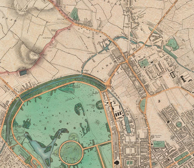Custom Old Map of London by C&J Greenwood, 1830
