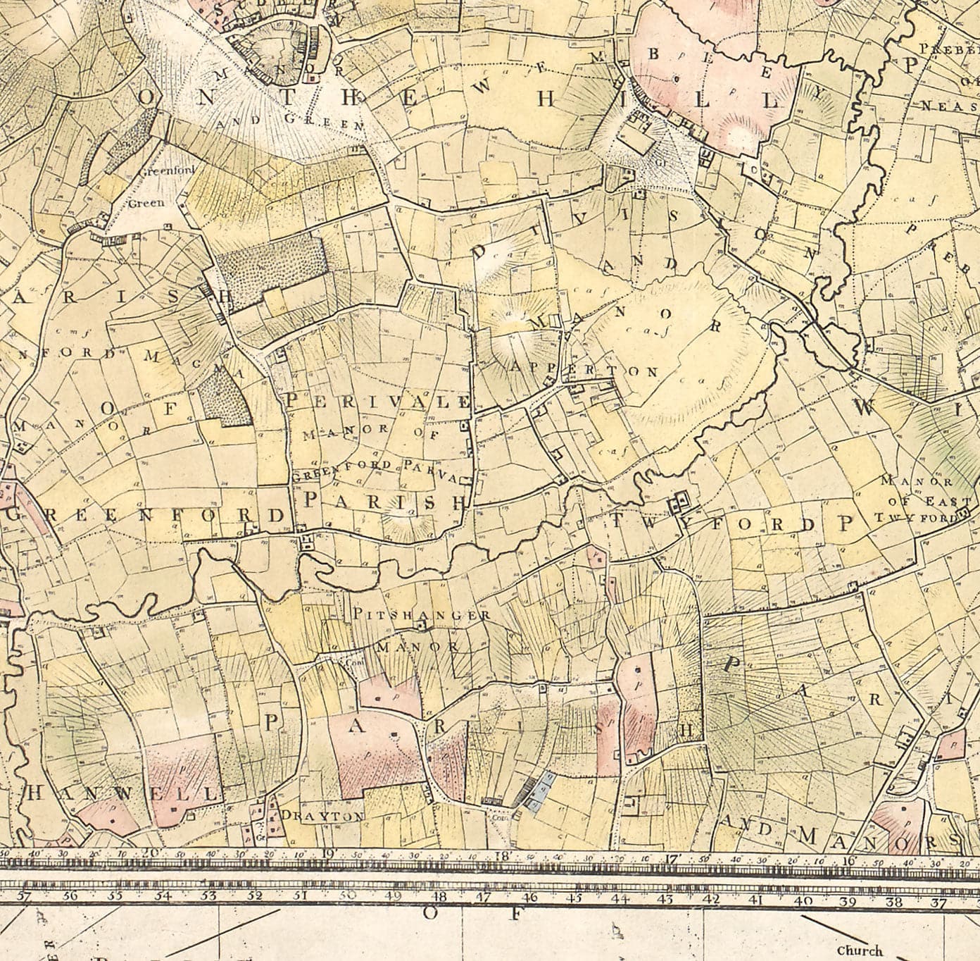 Seltene alte Karte von London und Vororten, 1799 von Milne - City, Hackney, Westminster, Dalston, Hampstead, Felder