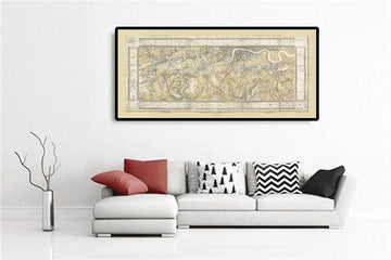 Rare ancienne carte de Londres et de banlieues, 1799 par Milne - Chelsea, Lambeth, Southwark, Kensington, Richmond, Champs