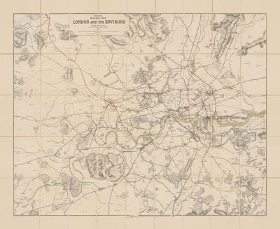 Old London Trainline Carte, 1899 - Tableau de la maison de garde ferroviaire - Piccadilly précoce, cercle, district, lignes de tube souterraines