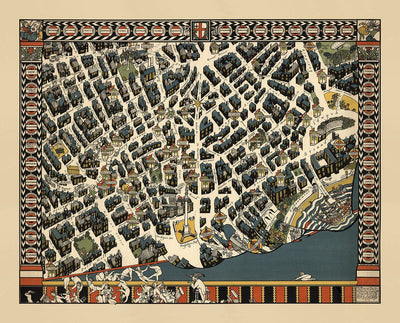 Mapa antiguo de Londres West End, 1915 por Max Gill - "Theatreland" Mapa de tubos subterráneos