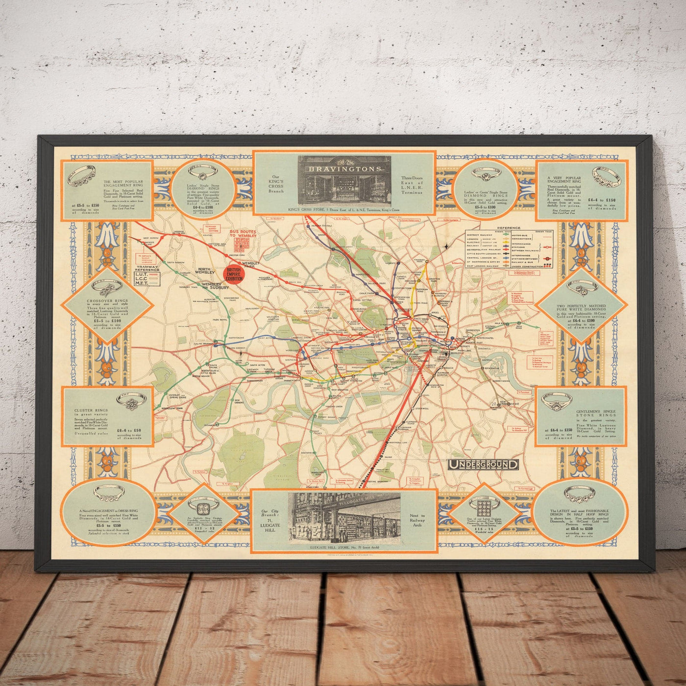Antiguo mapa del metro de Londres en 1922