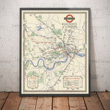Mapa de tubos subterráneos Rare Old London, 1928 - Covent Garden, Piccadilly Circus, Central & District Line