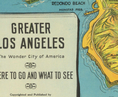 Alte Karte von Los Angeles, 1932 - Bilde Sommer Olympische Diagramme - Strände, Hollywood, Downtown, Pasadena