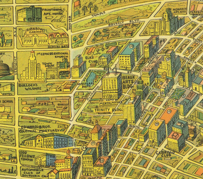 Alte Karte von Los Angeles, 1932 - Bilde Sommer Olympische Diagramme - Strände, Hollywood, Downtown, Pasadena