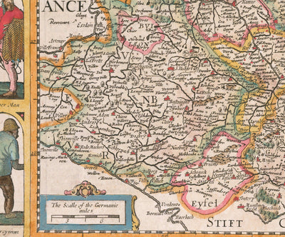 Alte Karte der geringen Länder von John Speed, 1627 - Niederländer, Niederlande, Belgien, Luxemburg, Flandern, Belgica