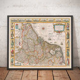 Mappa antica dei Paesi Bassi di John Speed, 1627 - Paesi Bassi, Olanda, Belgio, Lussemburgo, Fiandre, Belgica 
