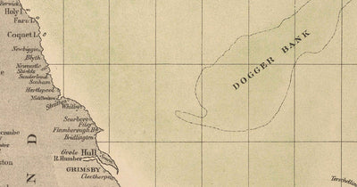 Alte Makrelenfischkarte der Nordsee, 1883 von O.T. Olsen - Makrelenfischerei, Verbreitung, Laichzeit, etc.