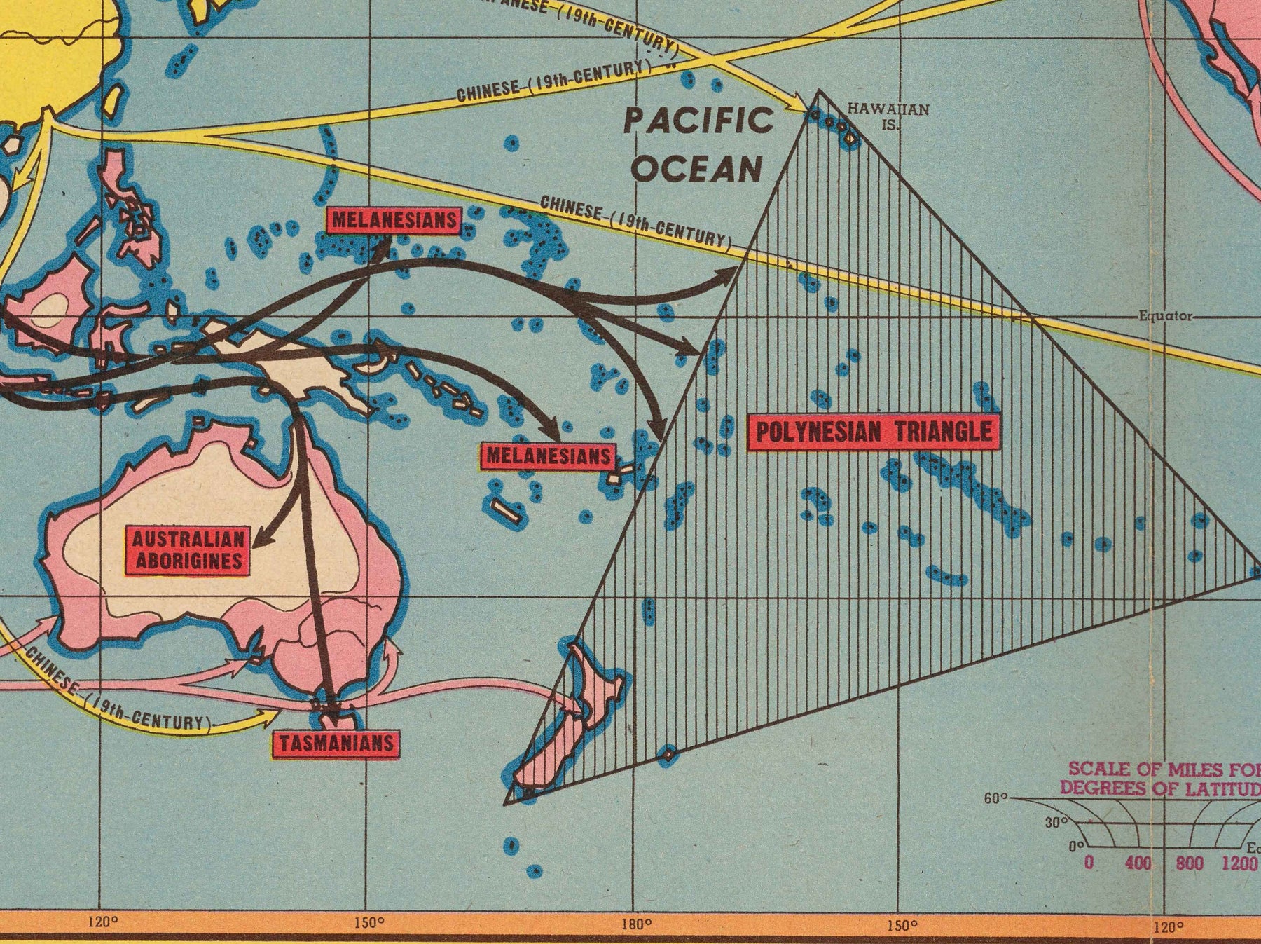 Old Map of Mass Migrations of Mankind, 1944 by Edwin Sundberg - Out of ...