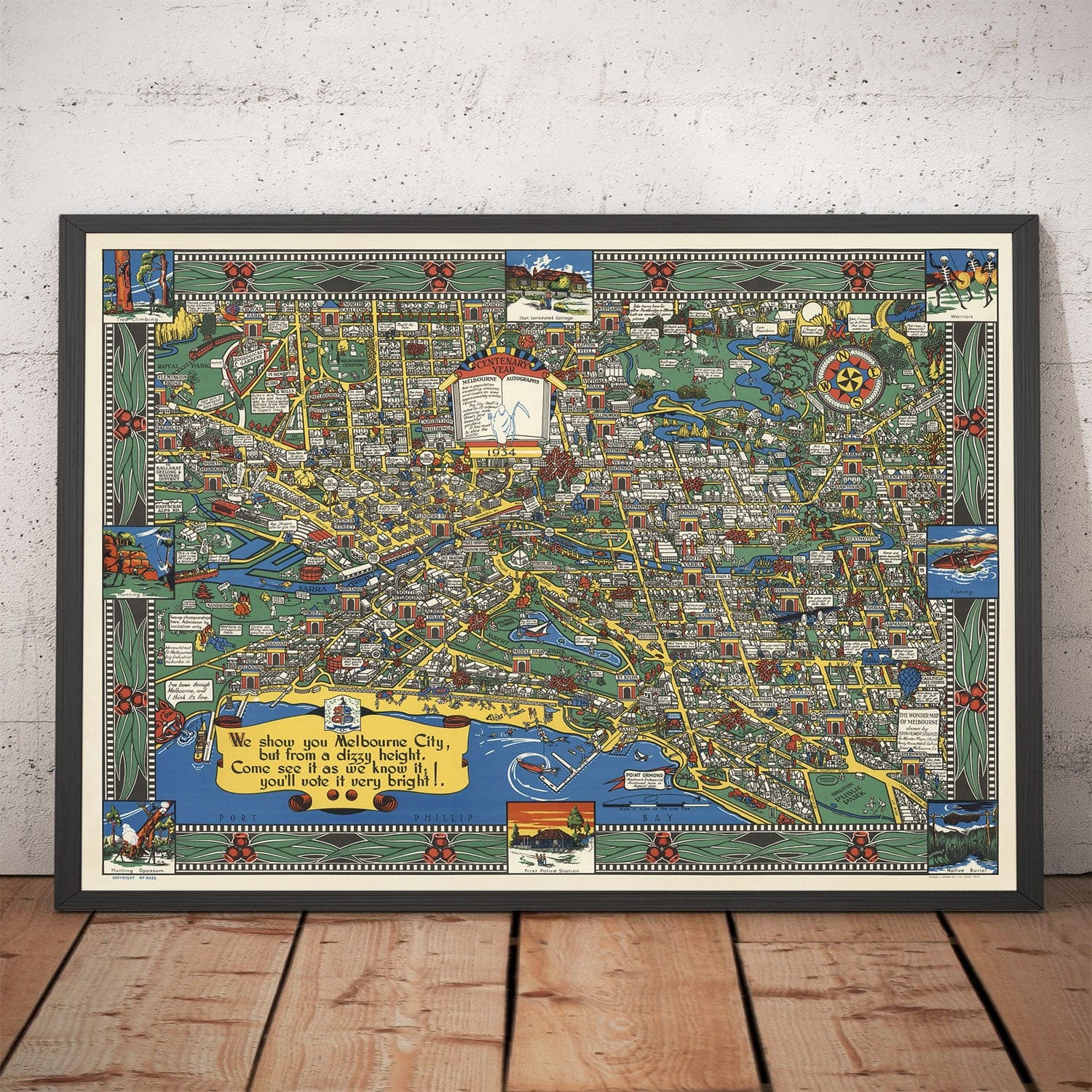 Old Map of Melbourne, Victoria by John Power Studios, 1934 - Downtown ...