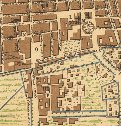 Old Map of Mexico City, 1858 - CDMX, Historic Center, Centro, Metropolitan Cathedral, Alameda Park