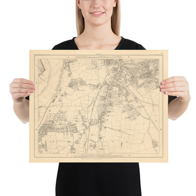 Viejo Mapa del Sureste de Londres por Edward Stanford, 1862 - Lewisham, Ladywell, Brockley, Catford - SE4, SE13, SE23, SE6