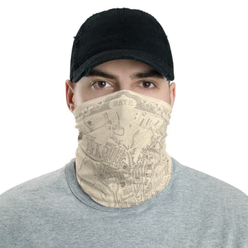Bath Face Mask / Neck Gaiter with vintage map print of Bath by John Rapkin, 1851