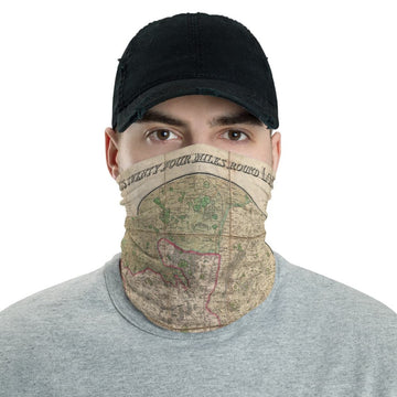 London Face Mask / Neck Gaiter with vintage map print of Mogg&