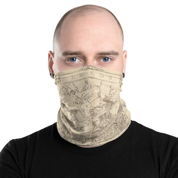 Leeds Gesichtsmaske / Halskrause / Snood mit seltener alter Karte von Leeds im Jahre 1851 von John Rapkin