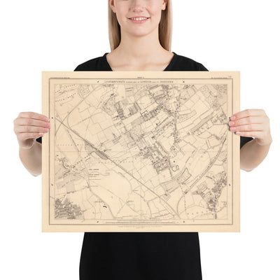Mapa antiguo de North East London, 1862 de Edward Stanford - Walthamstow, Leyton, Wanstead, Leytonstone, Lea - E5, E10, E11, E17