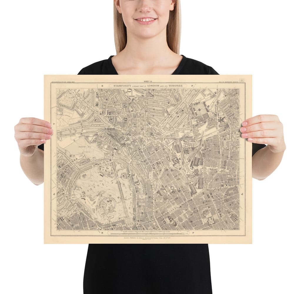 Ancienne carte de North London en 1862 par Edward Stanford - Camden, Régents Park, Town Kentish, Kings Cross - NW1, N1C, N7, NW5, NW3, NW8