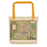 Cambridge Tote Bag mit historischer Karte von Cambridge (Cantebrigia) und seinen alten Colleges aus dem Jahr 1575 von George Braun 