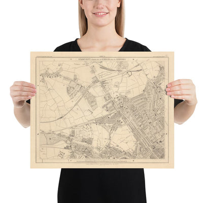 Ancienne carte de West London, 1862 par Edward Stanford - St Johns Wood, Kilburn, Kensal Green, Finchley, Willesden - NW1, N1C, N7, NW5, NW3, NW8