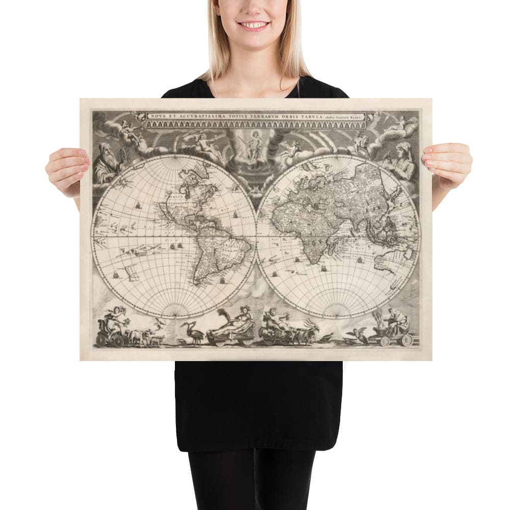 Carte de l'Atlas de l'Ancien Monde, 1662 par Joan Blaaeu - Art mural monochrome rare