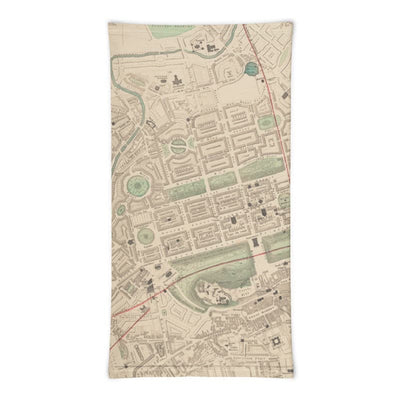 Edinburgh Face Mask / Neck Gaiter / Snood with vintage colour map of Edinburgh in 1853 by W.B. Clarke and published by George Cox