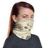 Scottish Face Mask / Neck Gaiter with vintage map print of Geological & palaeontological map of British Isles (Scotland) 1854, by A.K. Johnston and Edward Forbes