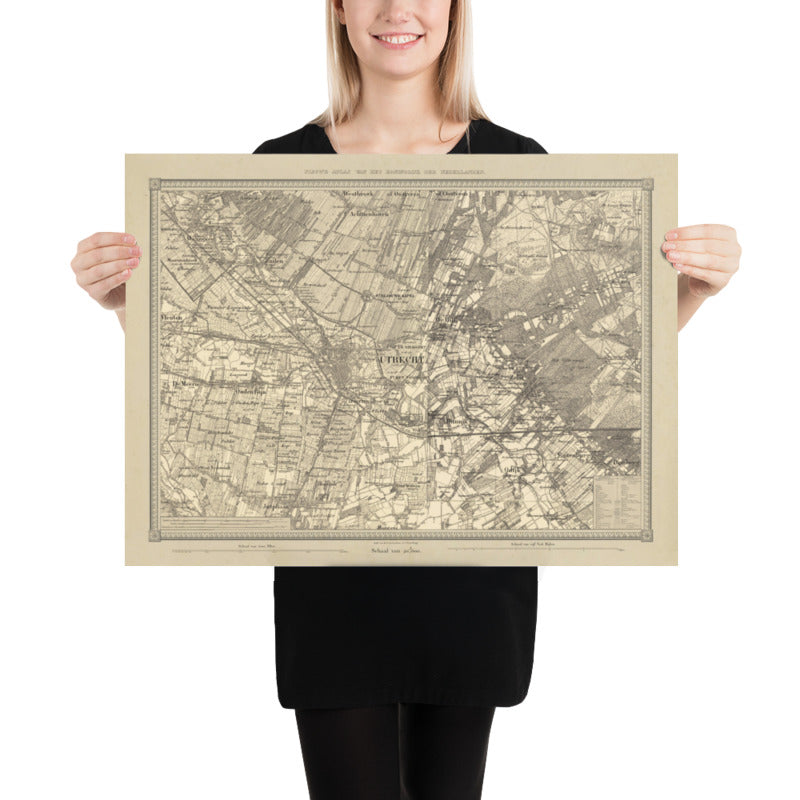 Carte ancienne faite à la main (Pays-Bas) - Fabriquez votre propre carte topographique du Bureau Kadaster des années 1800