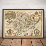 Old Map of Monmouthshire, Wales, 1611 by John Speed - Abergavenny, Caldicot, Chepstow, Monmouth, Magor